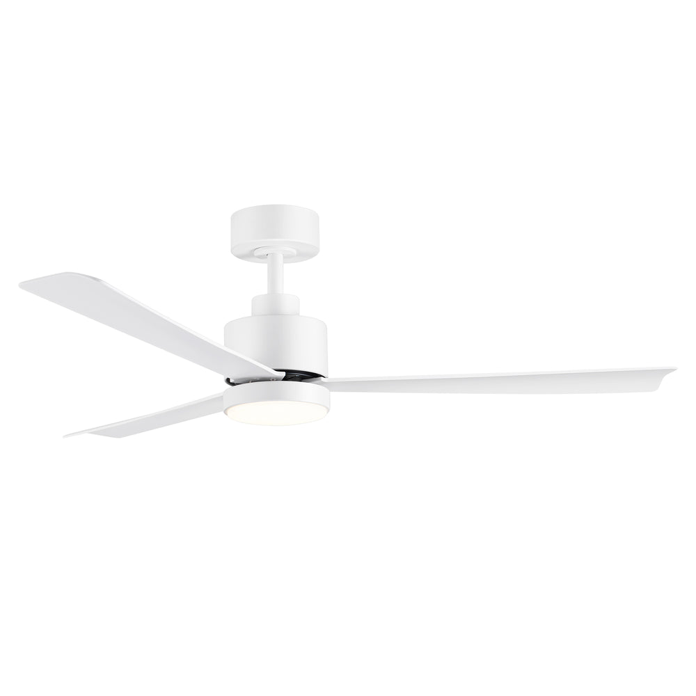 52 Inch White 3-Blade LED Ceiling Fan with Light and Remote Control