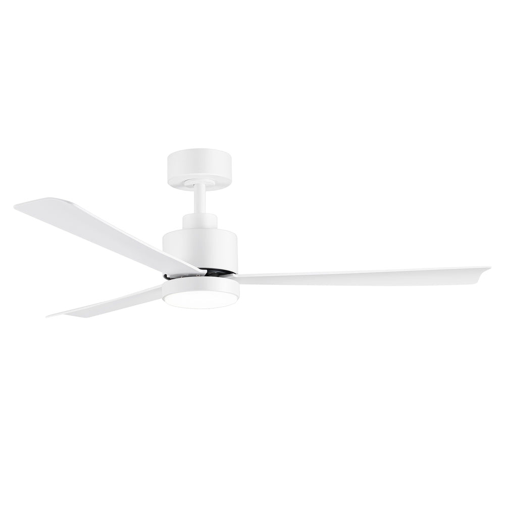 52 Inch White 3-Blade LED Ceiling Fan with Light and Remote Control