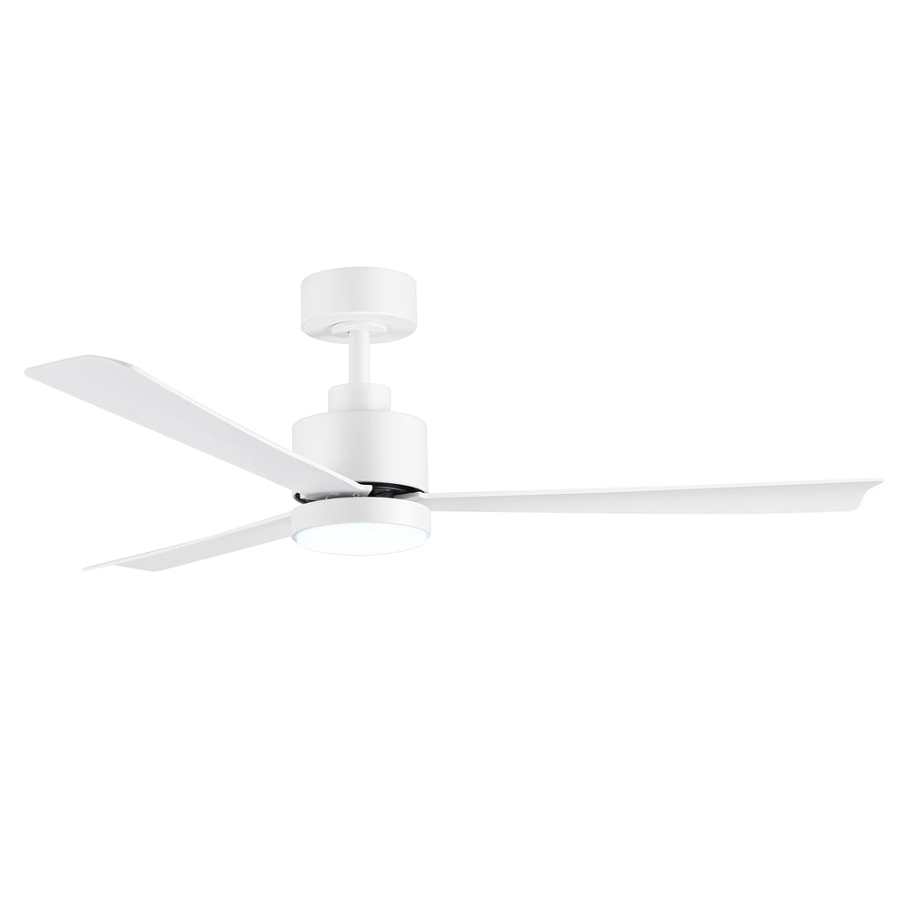 52 Inch White 3-Blade LED Ceiling Fan with Light and Remote Control