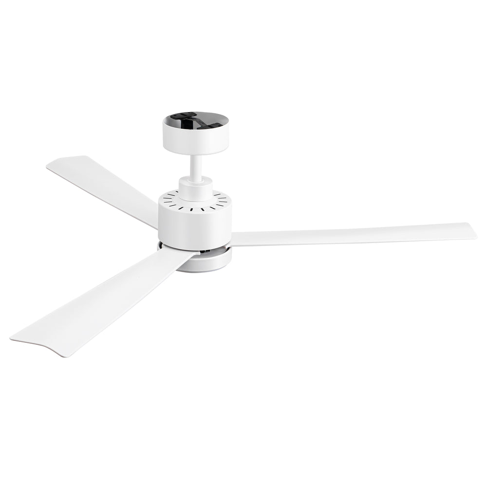 52 Inch White 3-Blade LED Ceiling Fan with Light and Remote Control