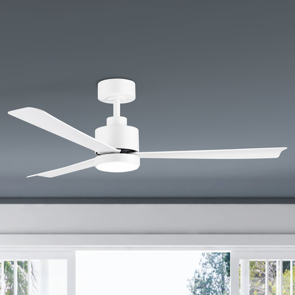 52 Inch White 3-Blade LED Ceiling Fan with Light and Remote Control
