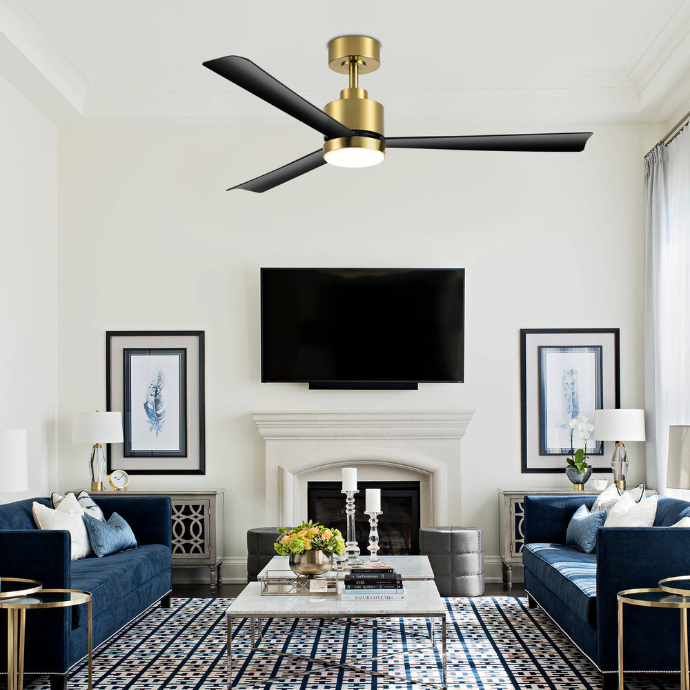 52 Inch White 3-Blade LED Ceiling Fan with Light and Remote Control