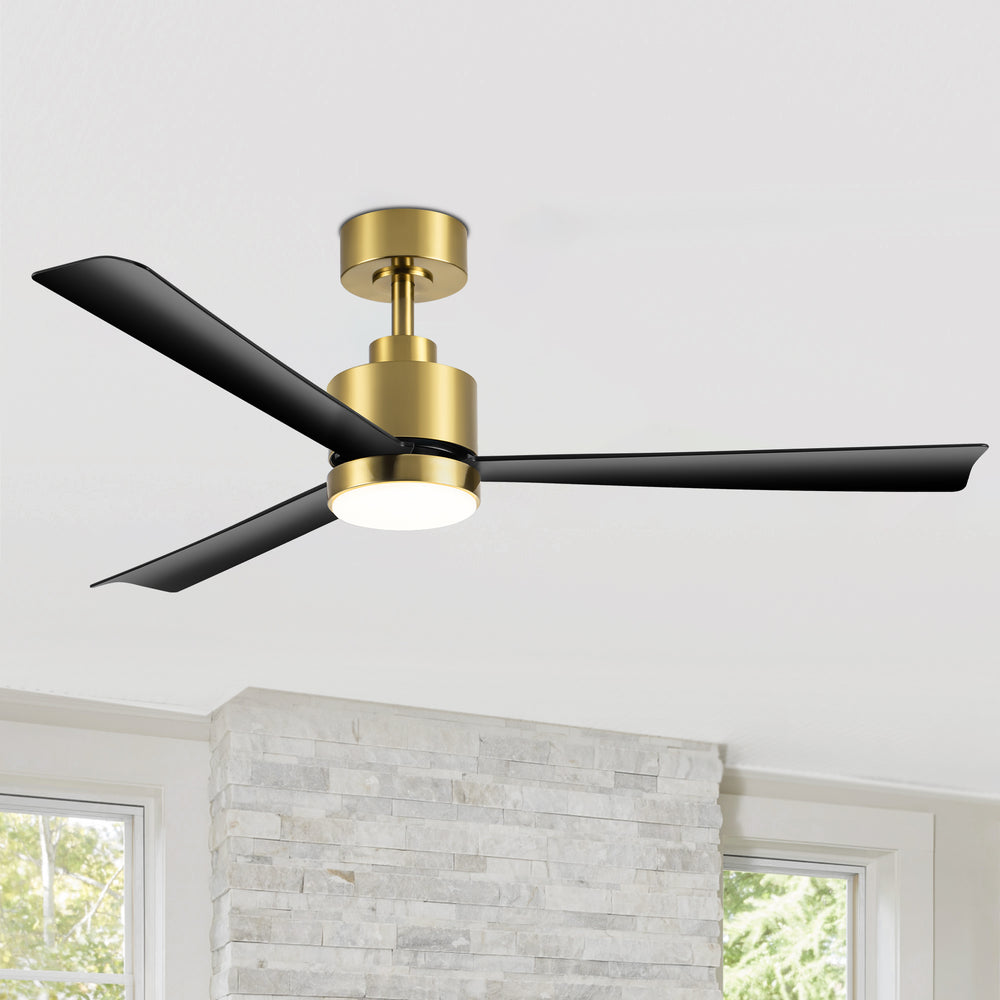 52 Inch White 3-Blade LED Ceiling Fan with Light and Remote Control