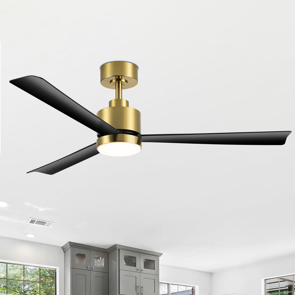 52 Inch White 3-Blade LED Ceiling Fan with Light and Remote Control
