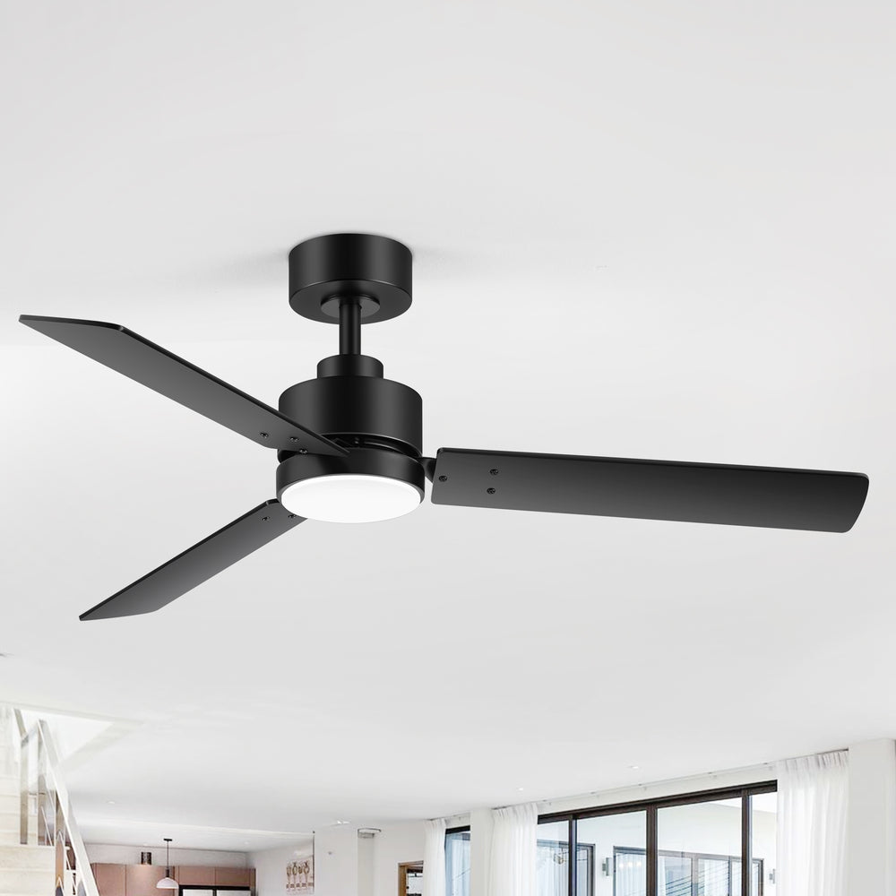 48-inch LED Black Ceiling Fan with Light and Remote (3-Blade)