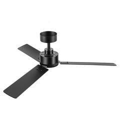 48 inch  3-Blade Black Ceiling Fan without Light,5in Downrod Included