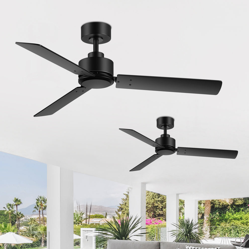 48-inch 3-Blade Black Ceiling Fan without Light,5” Downrod Included