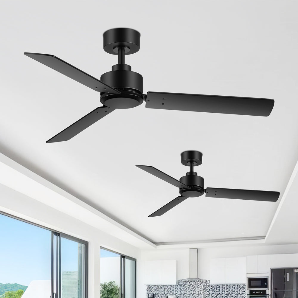48-inch 3-Blade Black Ceiling Fan without Light,5” Downrod Included