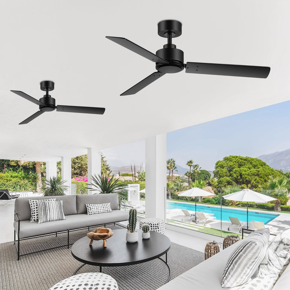 48-inch 3-Blade Black Ceiling Fan without Light,5” Downrod Included