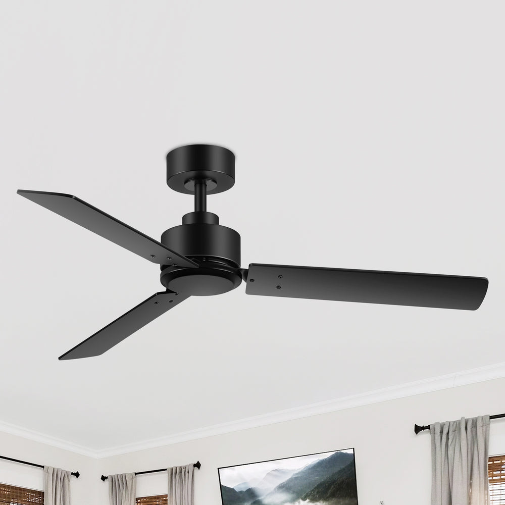 48-inch 3-Blade Black Ceiling Fan without Light,5” Downrod Included