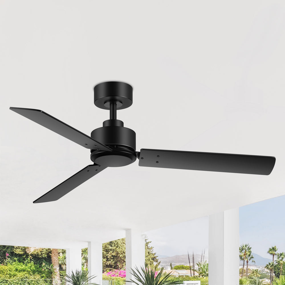 48-inch 3-Blade Black Ceiling Fan without Light,5” Downrod Included