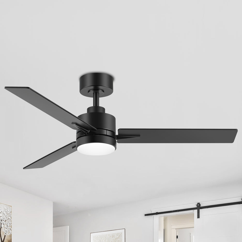 48-inch 3-Blade Black Ceiling Fan with Light and Remote,18W LED Light with 3 Adjustable Color Temperature