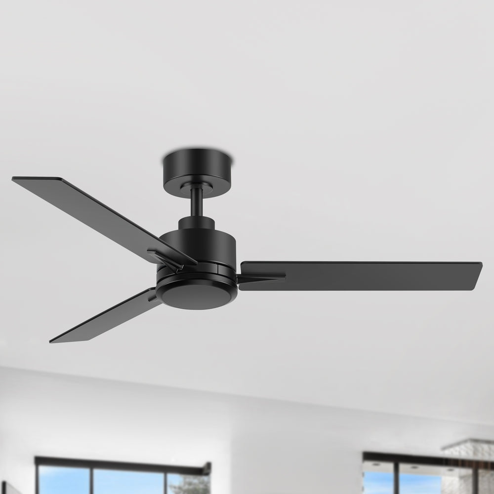 48-inch Indoor Black  Ceiling Fan with Remote without Light(3-Blade)