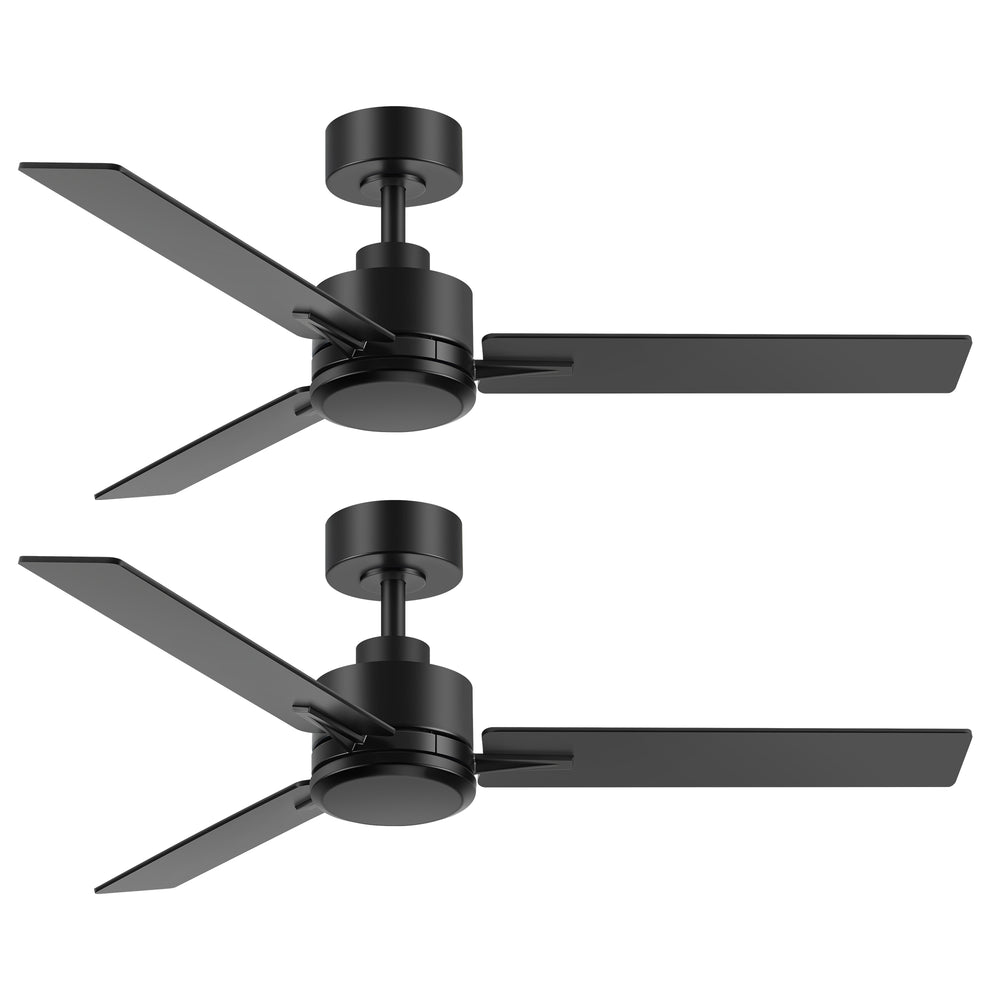 48-inch Indoor Black  Ceiling Fan with Remote without Light(3-Blade)