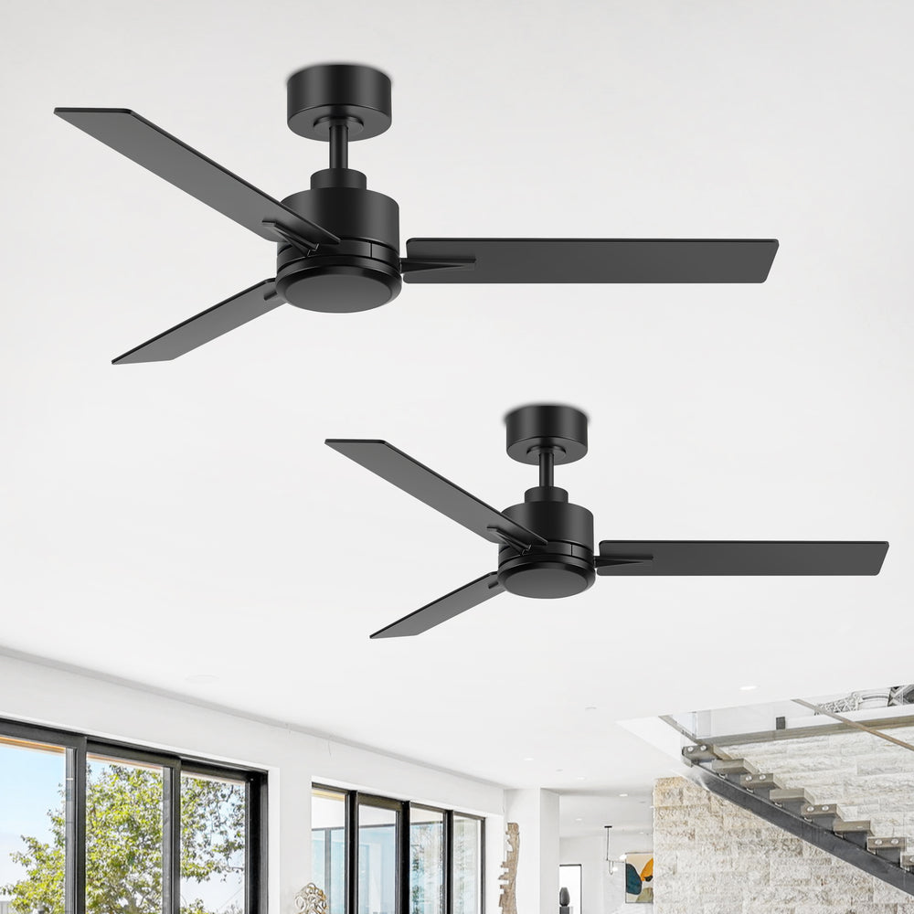 48-inch Indoor Black  Ceiling Fan with Remote without Light(3-Blade)
