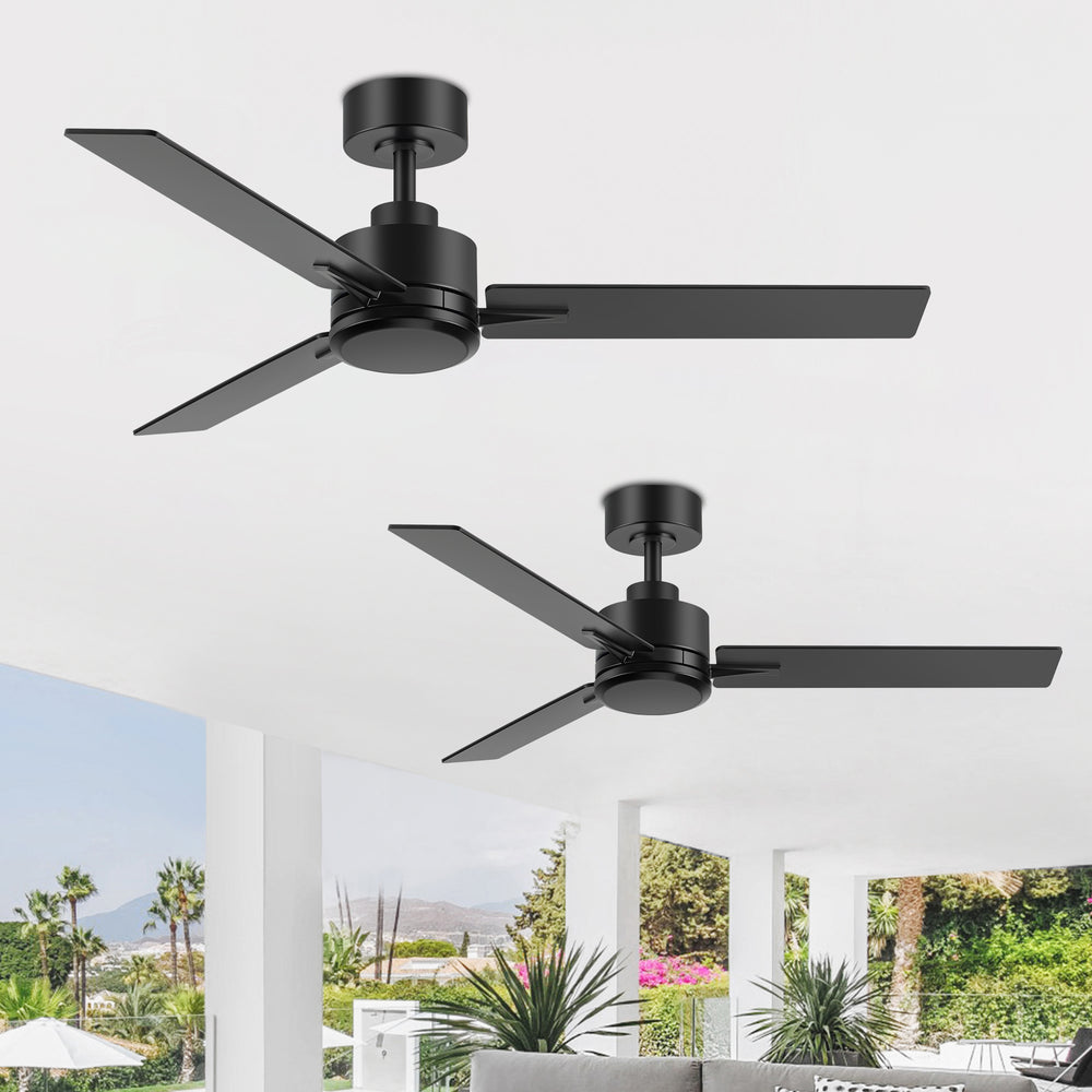 48-inch Indoor Black  Ceiling Fan with Remote without Light(3-Blade)