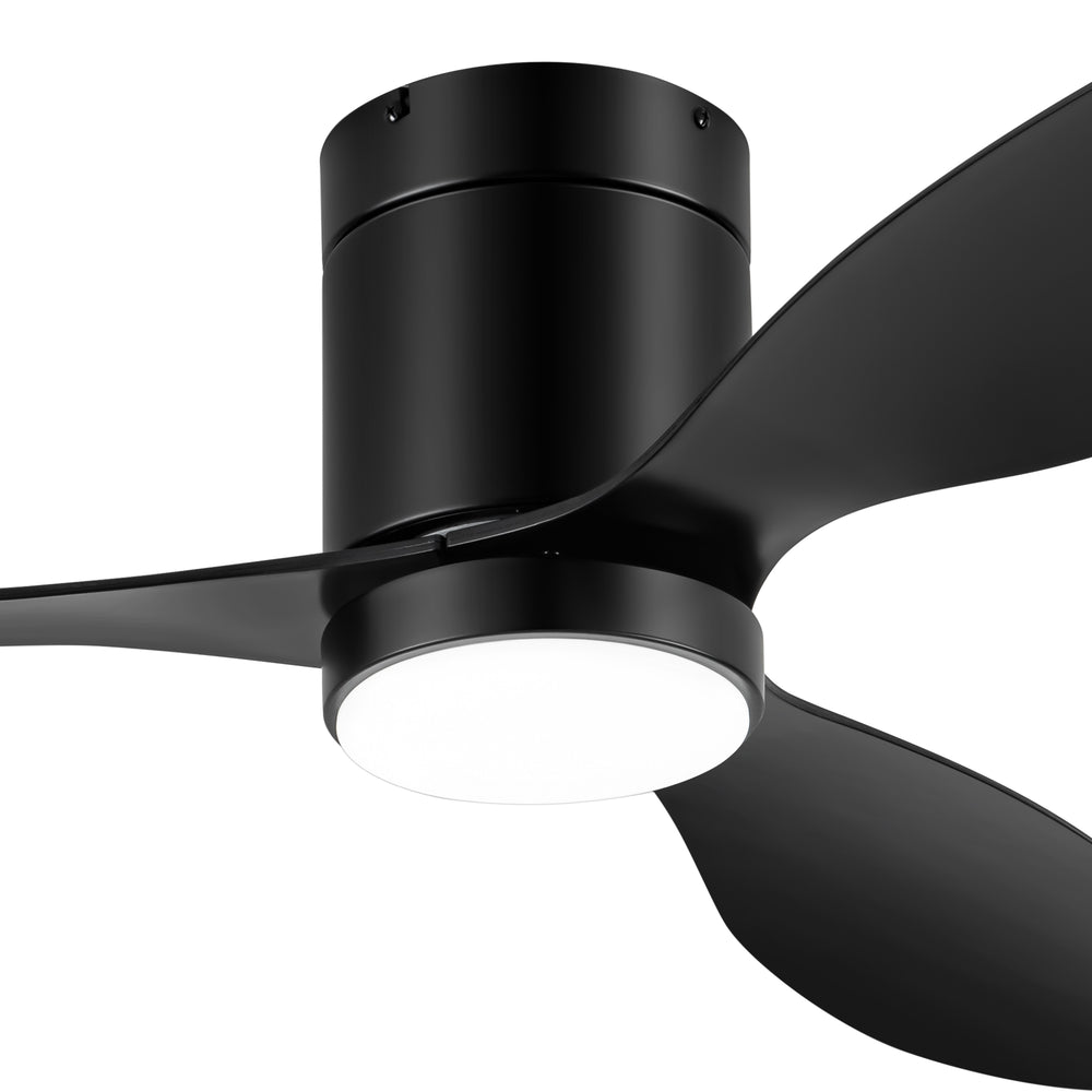 52 Inch Flush Mount Ceiling Fan, Low Profile Ceiling Fan with Light and Remote,Tri-Color temperatures, Quiet Strong DC Reversible Motor for Indoor, Bedroom, Kitchen, Living Room