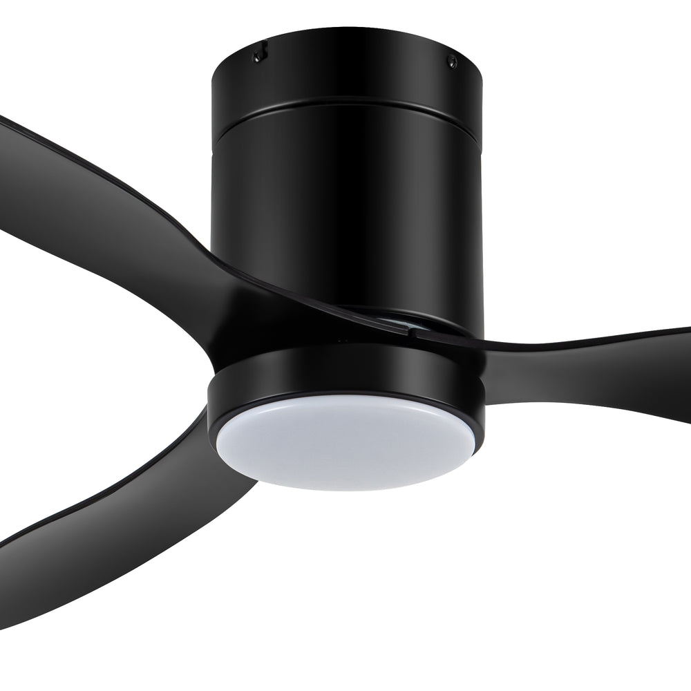 52 Inch Flush Mount Ceiling Fan, Low Profile Ceiling Fan with Light and Remote,Tri-Color temperatures, Quiet Strong DC Reversible Motor for Indoor, Bedroom, Kitchen, Living Room