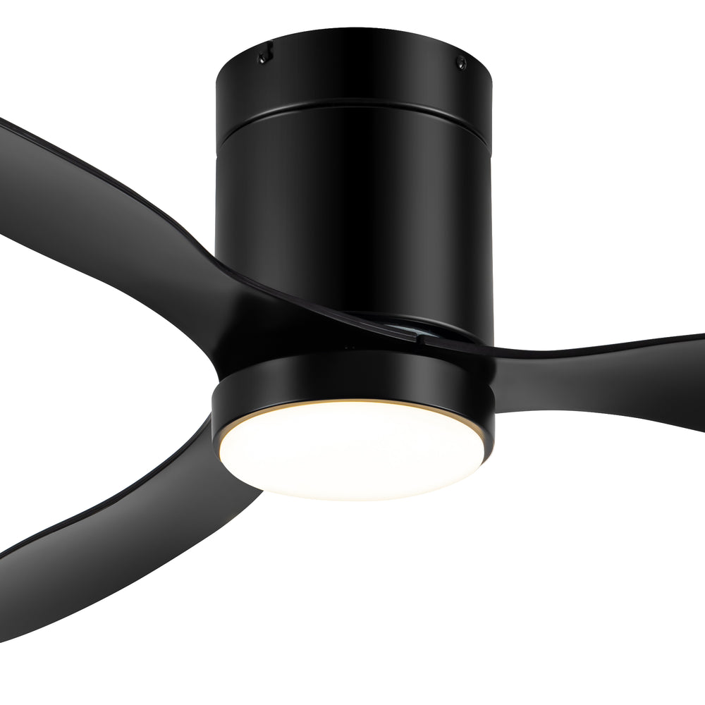 52 Inch Flush Mount Ceiling Fan, Low Profile Ceiling Fan with Light and Remote,Tri-Color temperatures, Quiet Strong DC Reversible Motor for Indoor, Bedroom, Kitchen, Living Room