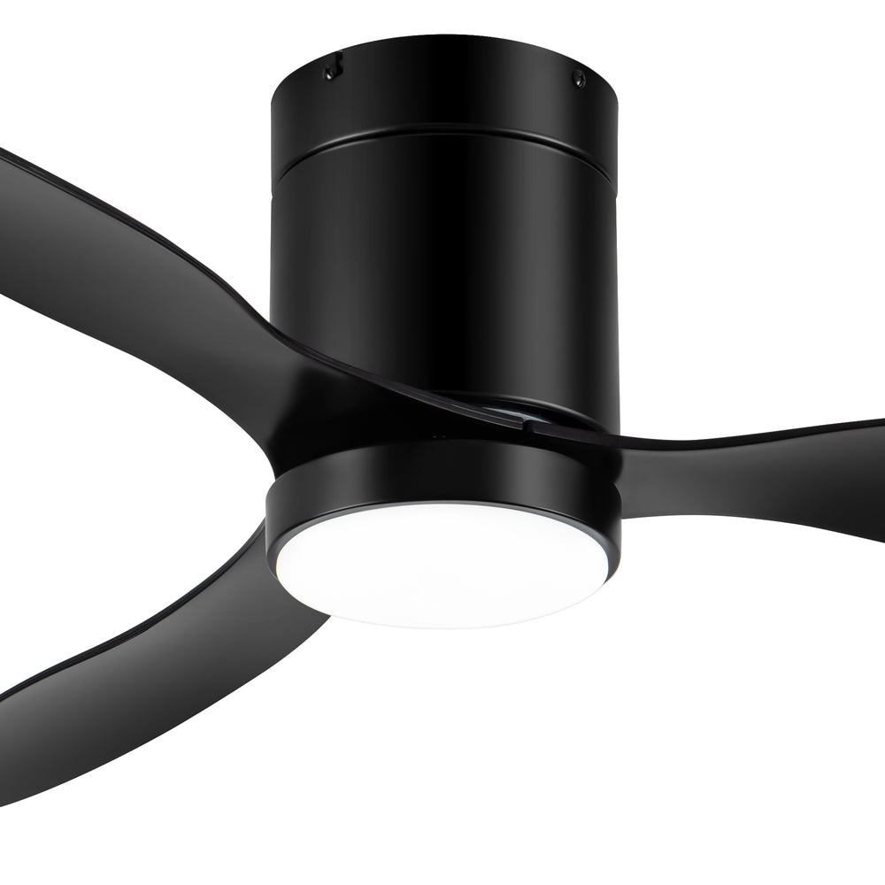 52 Inch Flush Mount Ceiling Fan, Low Profile Ceiling Fan with Light and Remote,Tri-Color temperatures, Quiet Strong DC Reversible Motor for Indoor, Bedroom, Kitchen, Living Room