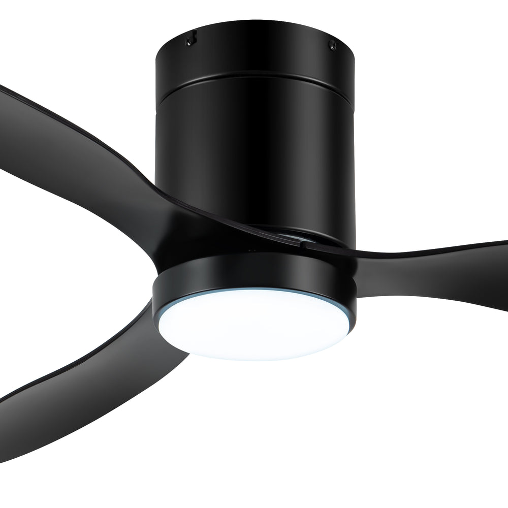 52 Inch Flush Mount Ceiling Fan, Low Profile Ceiling Fan with Light and Remote,Tri-Color temperatures, Quiet Strong DC Reversible Motor for Indoor, Bedroom, Kitchen, Living Room
