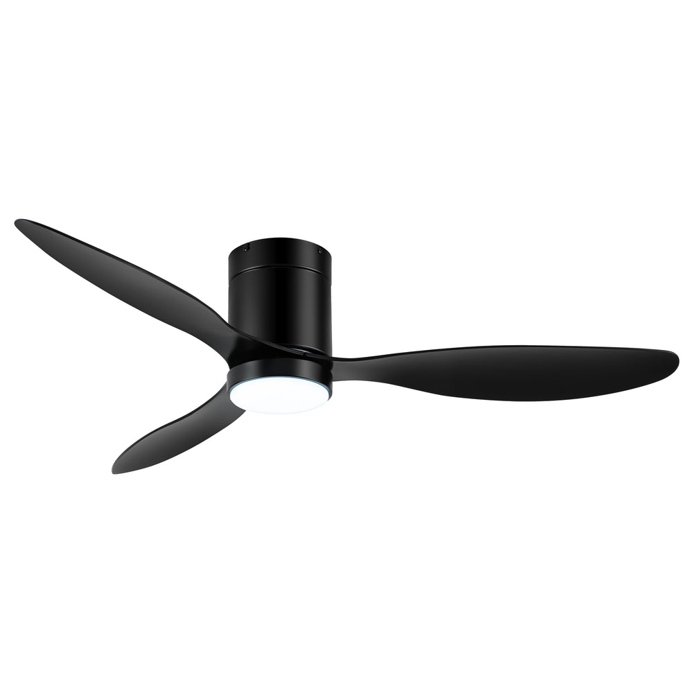52 Inch Flush Mount Ceiling Fan, Low Profile Ceiling Fan with Light and Remote,Tri-Color temperatures, Quiet Strong DC Reversible Motor for Indoor, Bedroom, Kitchen, Living Room