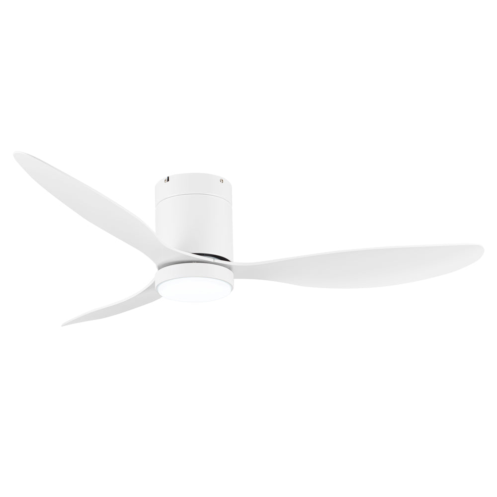 52 Inch Flush Mount Ceiling Fan, Low Profile Ceiling Fan with Light and Remote,Tri-Color temperatures, Quiet Strong DC Reversible Motor for Indoor, Bedroom, Kitchen, Living Room