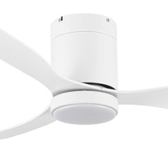 52 Inch Flush Mount Ceiling Fan, Low Profile Ceiling Fan with Light and Remote,Tri-Color temperatures, Quiet Strong DC Reversible Motor for Indoor, Bedroom, Kitchen, Living Room