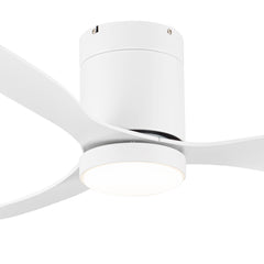 52 Inch Flush Mount Ceiling Fan, Low Profile Ceiling Fan with Light and Remote,Tri-Color temperatures, Quiet Strong DC Reversible Motor for Indoor, Bedroom, Kitchen, Living Room