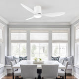 52 Inch Flush Mount Ceiling Fan, Low Profile Ceiling Fan with Light and Remote,Tri-Color temperatures, Quiet Strong DC Reversible Motor for Indoor, Bedroom, Kitchen, Living Room