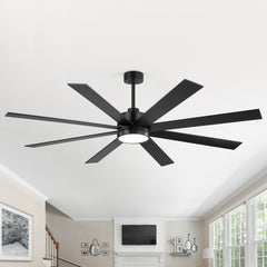 Large 72 Inch 8-Blade Integrated LED Ceiling Fan with Light Remote, 6in and 20in Downrod Included