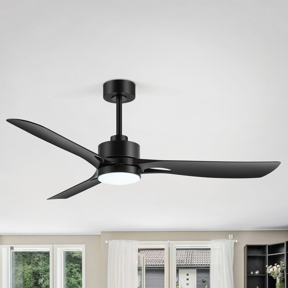 56-Inch Industrial Black Ceiling Fans with Led Lights Remote Control, 3-Blade, Reversible DC Motor, Timer, Modern Ceiling Fan Lights for Bedroom Living Room Office