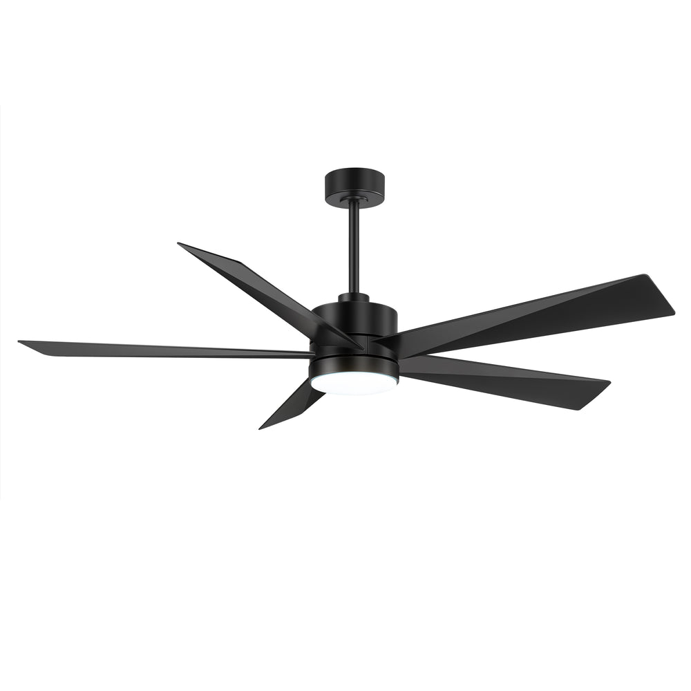 65 Inch 5-Blade LED Ceiling Fan with Light Remote，6"and 12" Downrod Included