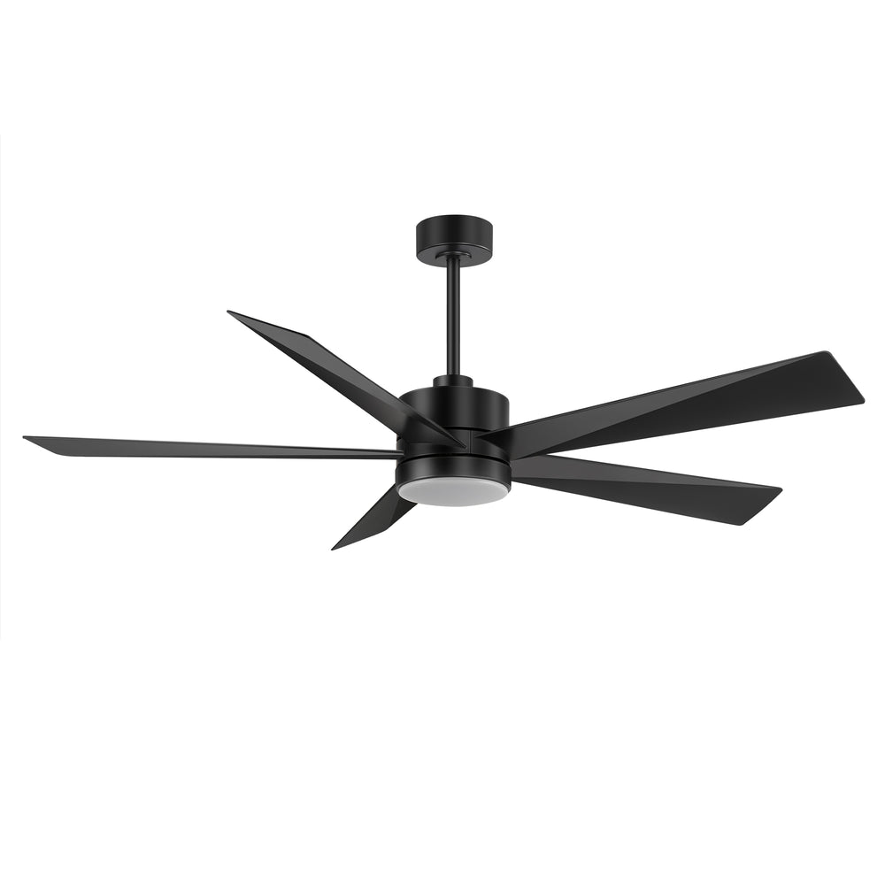 65 Inch 5-Blade LED Ceiling Fan with Light Remote，6"and 12" Downrod Included