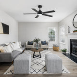 48 Inch 5-Blade Integrated Ceiling Fan with LED Light and Remote,5" and 10" Downrod Included