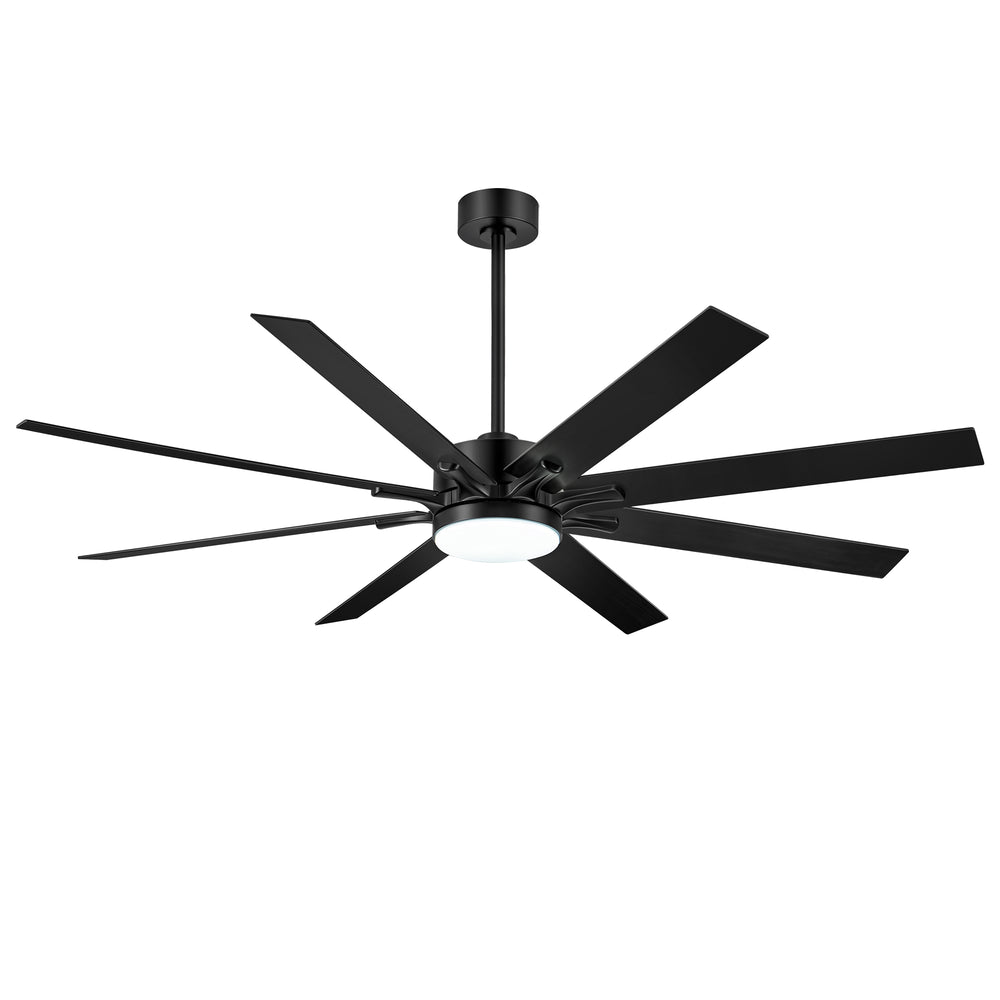 68-inch 8-Blade Integrated LED Ceiling Fan with Light Remote, 6“and 12” Downrods Included