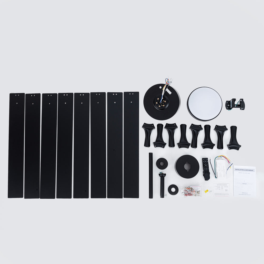 68-inch 8-Blade Integrated LED Ceiling Fan with Light Remote, 6“and 12” Downrods Included