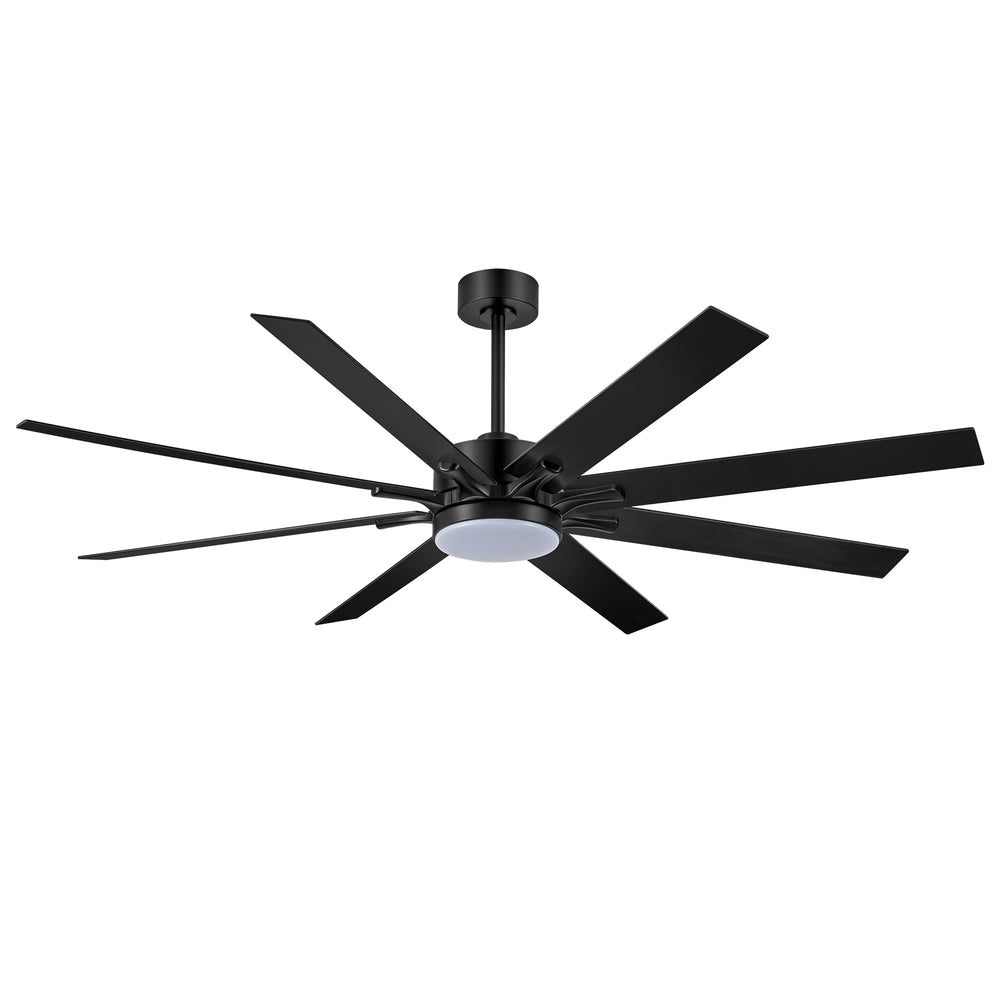 68-inch 8-Blade Integrated LED Ceiling Fan with Light Remote, 6“and 12” Downrods Included