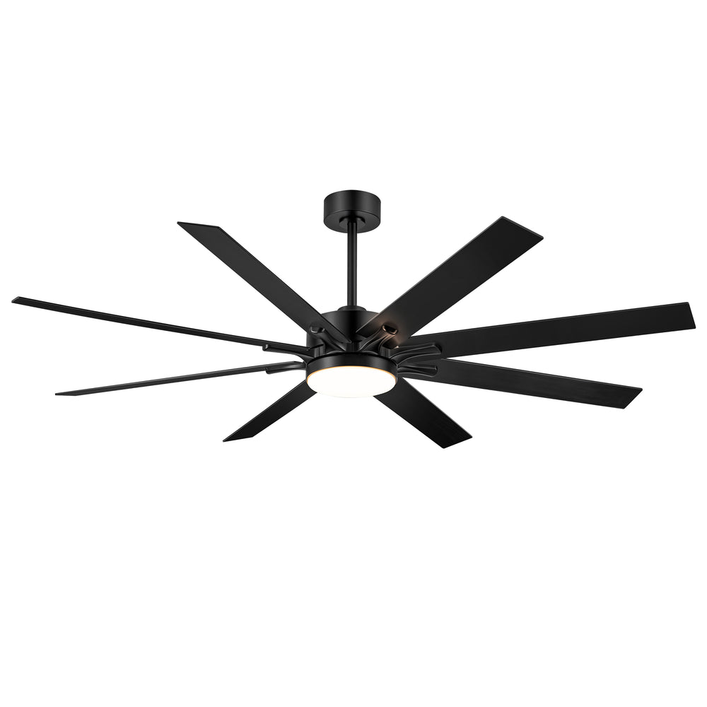 68-inch 8-Blade Integrated LED Ceiling Fan with Light Remote, 6“and 12” Downrods Included