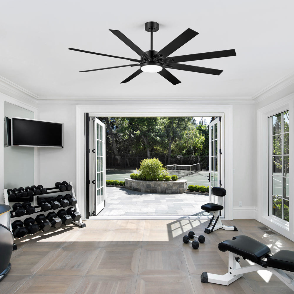 68-inch 8-Blade Integrated LED Ceiling Fan with Light Remote, 6“and 12” Downrods Included