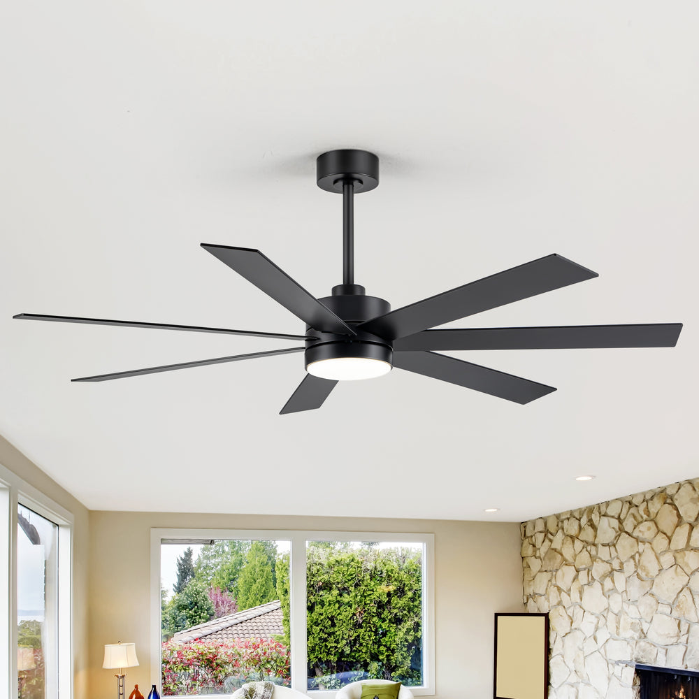 62-inch Modern Reversible 7-Blade LED Ceiling Fan with Remote and Light
