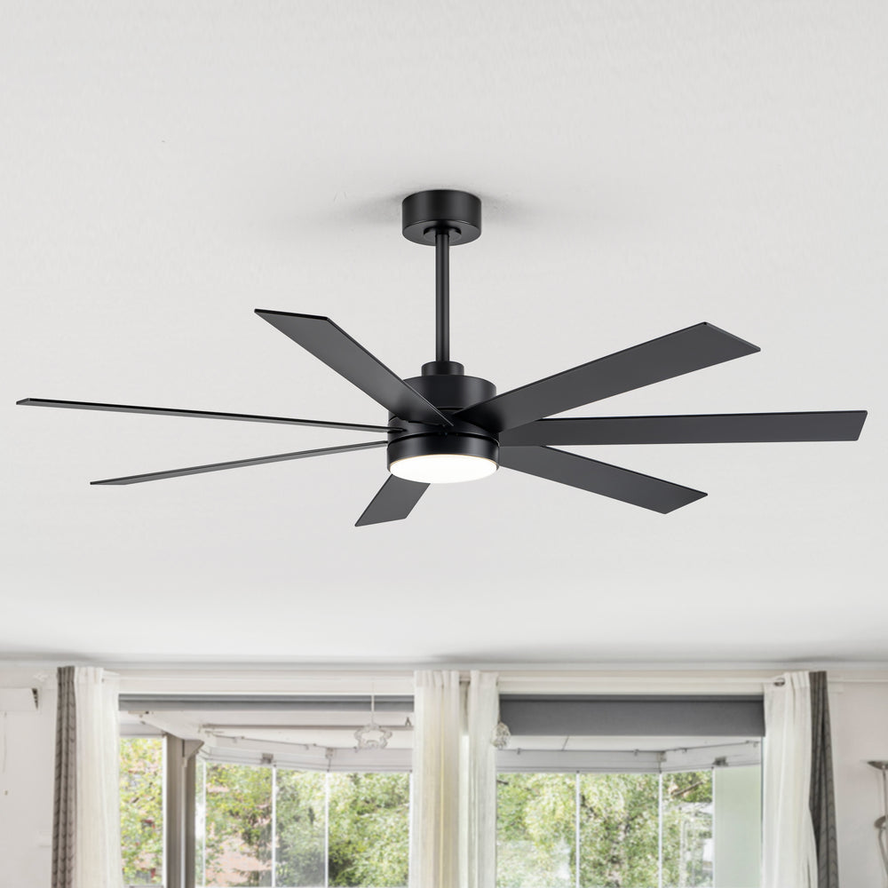 62-inch Modern Reversible 7-Blade LED Ceiling Fan with Remote and Light