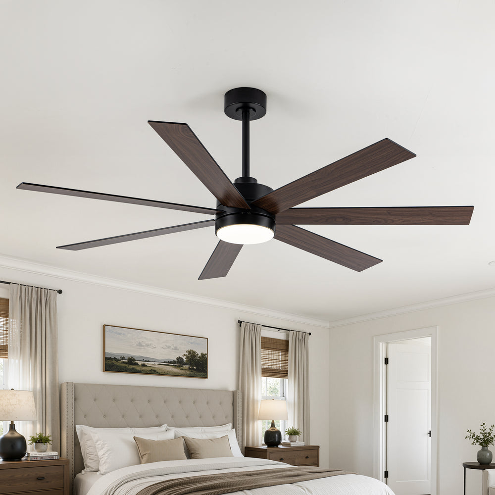62-inch Modern Reversible 7-Blade LED Ceiling Fan with Remote and Light