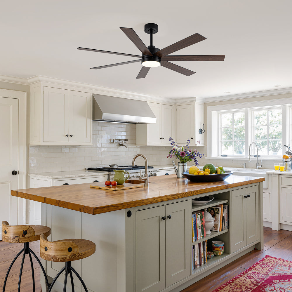 62-inch Modern Reversible 7-Blade LED Ceiling Fan with Remote and Light