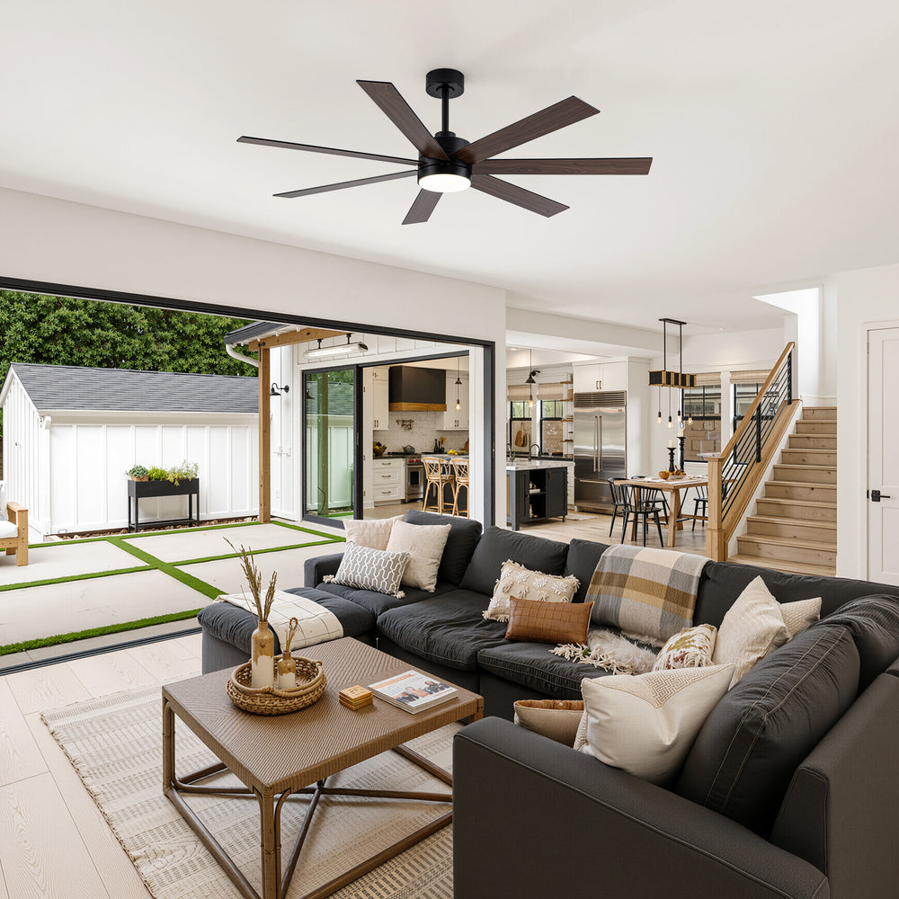 62-inch Modern Reversible 7-Blade LED Ceiling Fan with Remote and Light