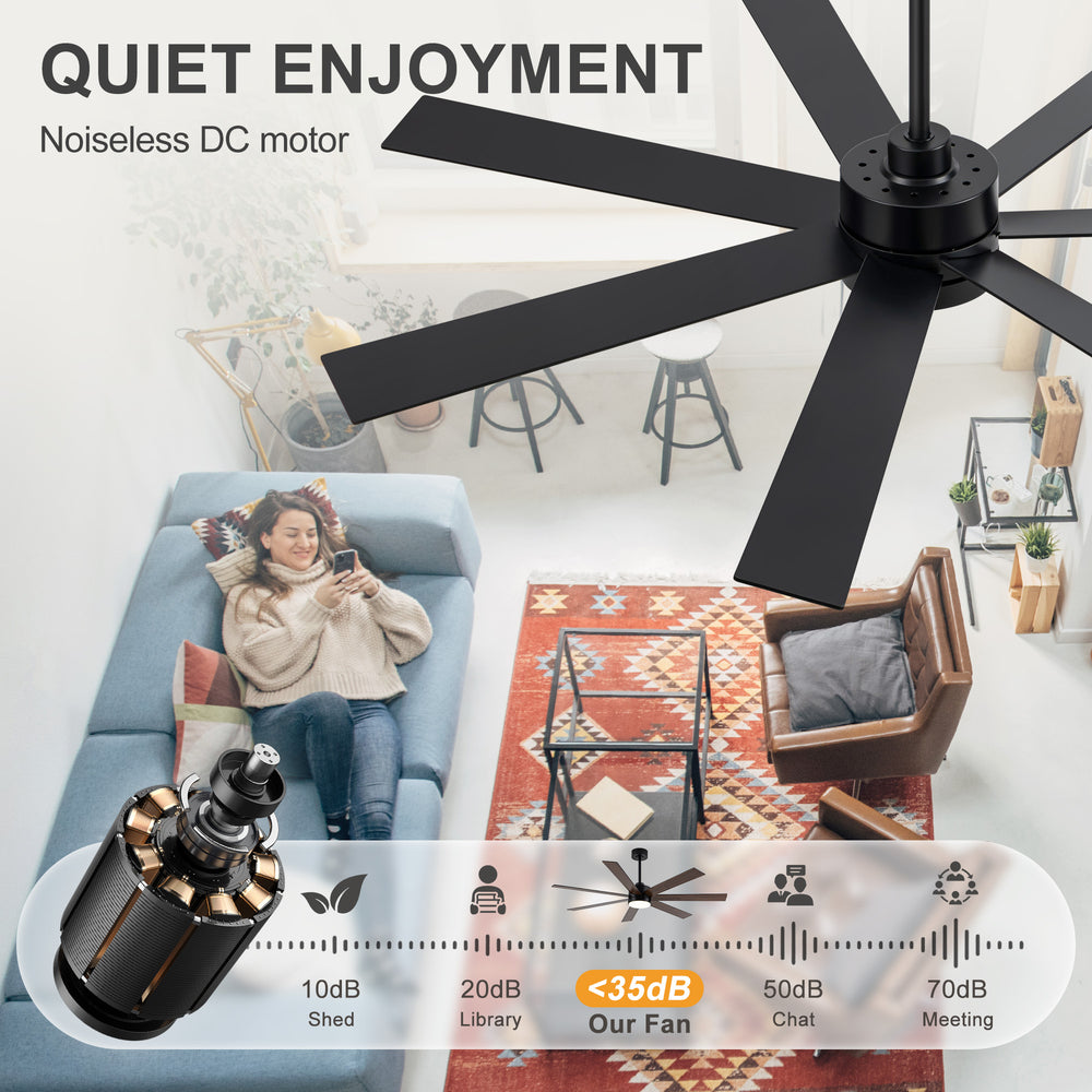 62-inch Modern Reversible 7-Blade LED Ceiling Fan with Remote and Light