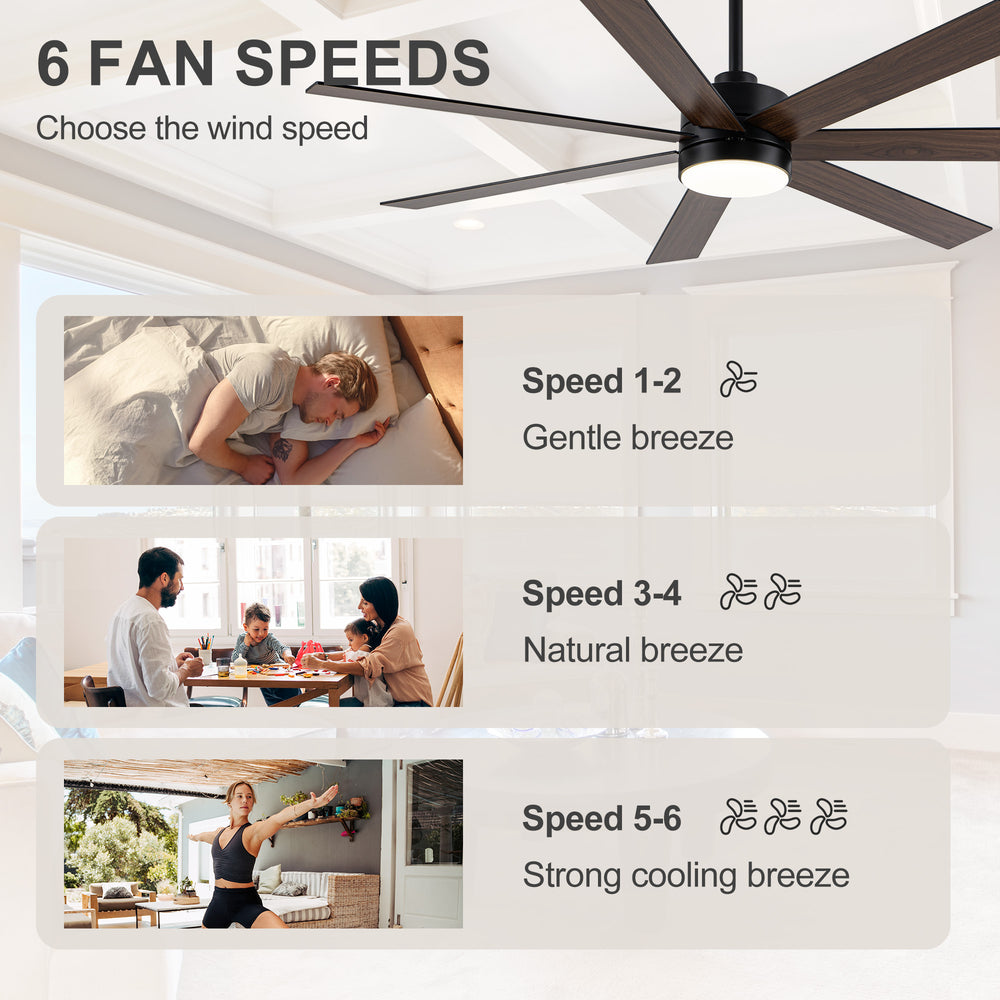 62-inch Modern Reversible 7-Blade LED Ceiling Fan with Remote and Light