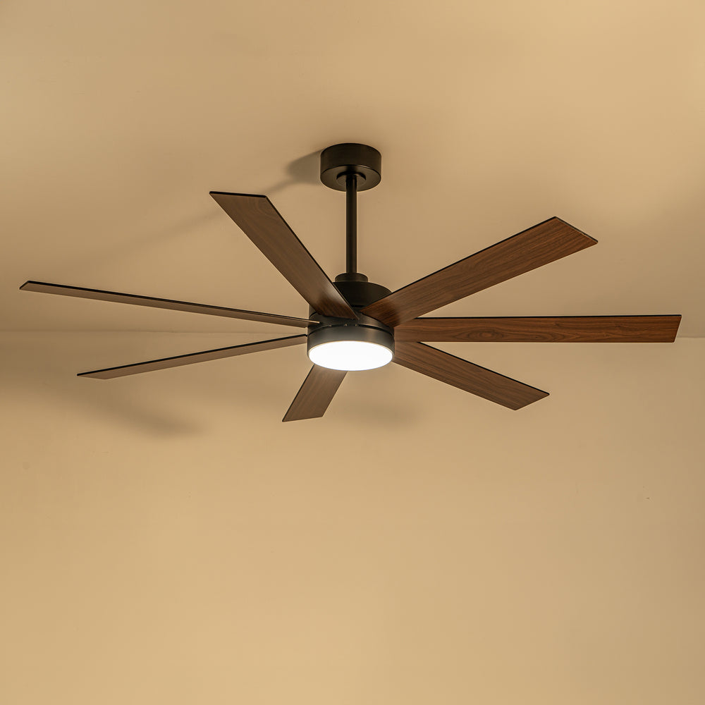 62-inch Modern Reversible 7-Blade LED Ceiling Fan with Remote and Light