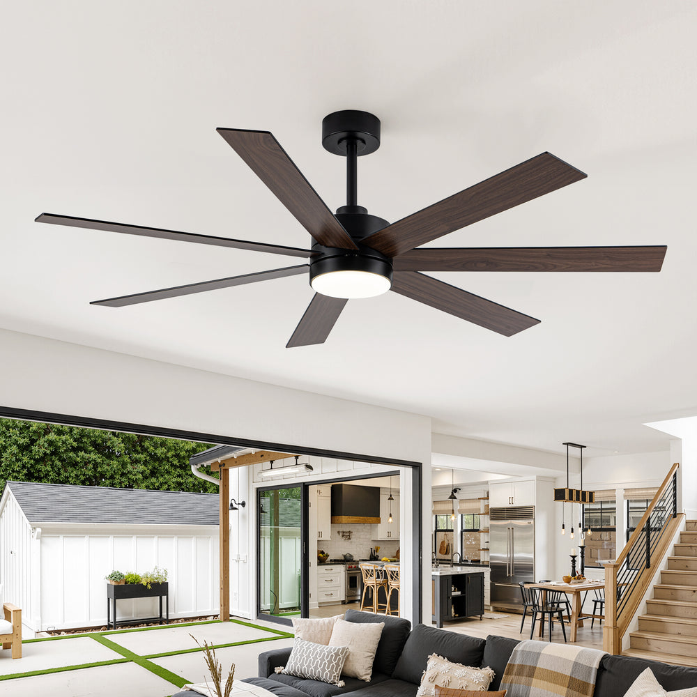 62-inch Modern Reversible 7-Blade LED Ceiling Fan with Remote and Light