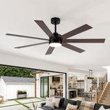 62-inch Modern Reversible 7-Blade LED Ceiling Fan with Remote and Light
